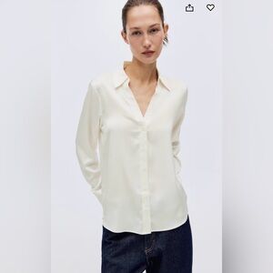 H&M Cream V-Neck Blouse